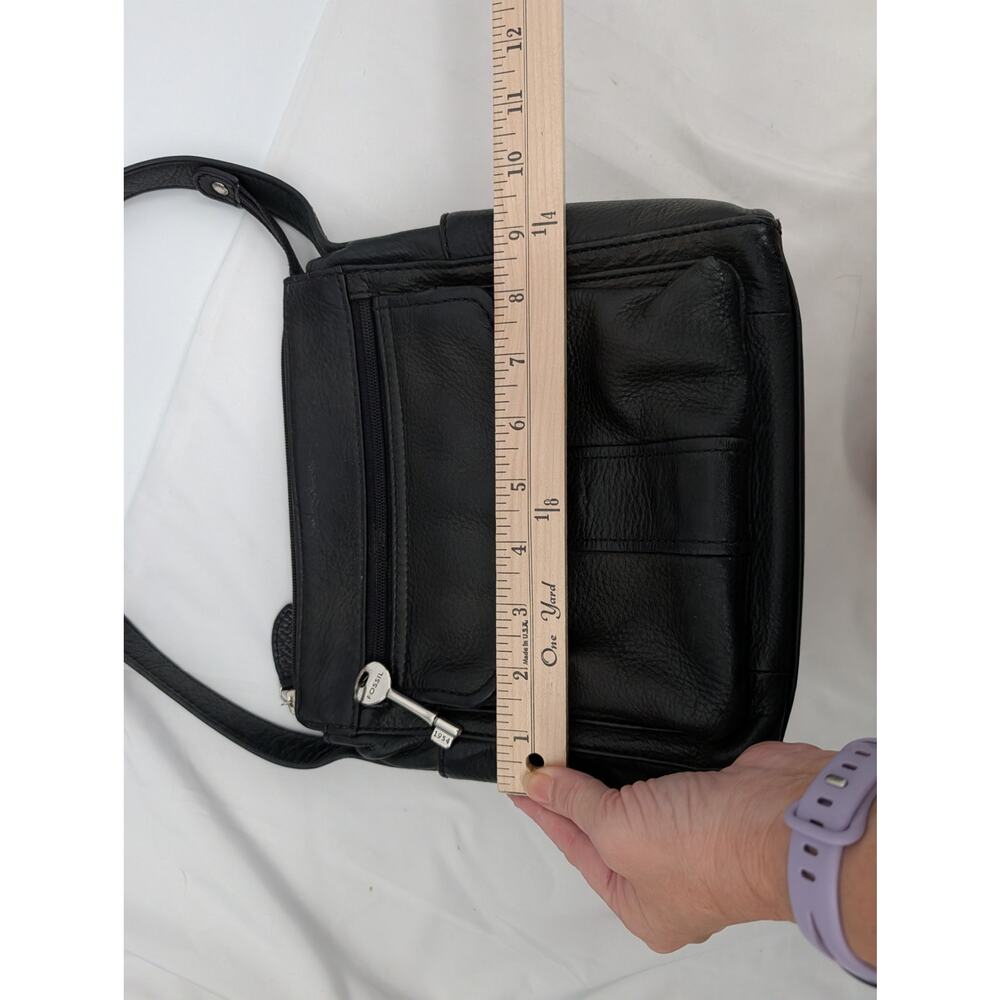 Fossil Black Leather Crossbody Bag #75082 Organizer Work Career Office ** - Picture 5 of 10